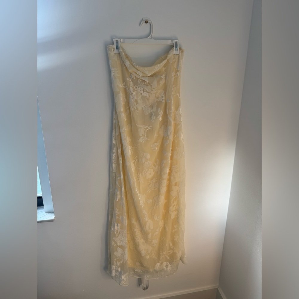Alamour The Label Cream and Gold Sleeveless Cowl Neck Gown